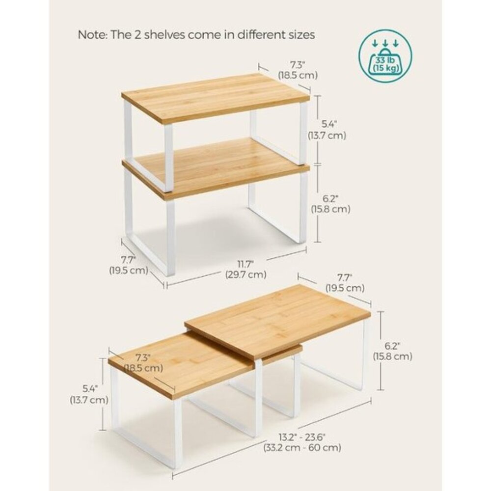 New Cabinet Organizer Shelf Set of 4, Stackable Kitchen Storage - (Cloud White) - Picture 2 of 9